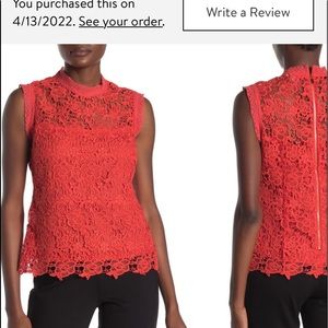 Sleeveless lace neck top